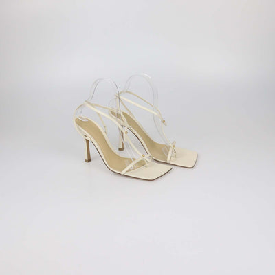 Bottega Veneta Off White Leather T-Strap Sandals