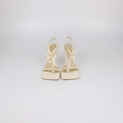 Bottega Veneta Off White Leather T-Strap Sandals