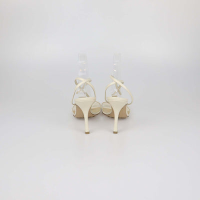 Bottega Veneta Off White Leather T-Strap Sandals