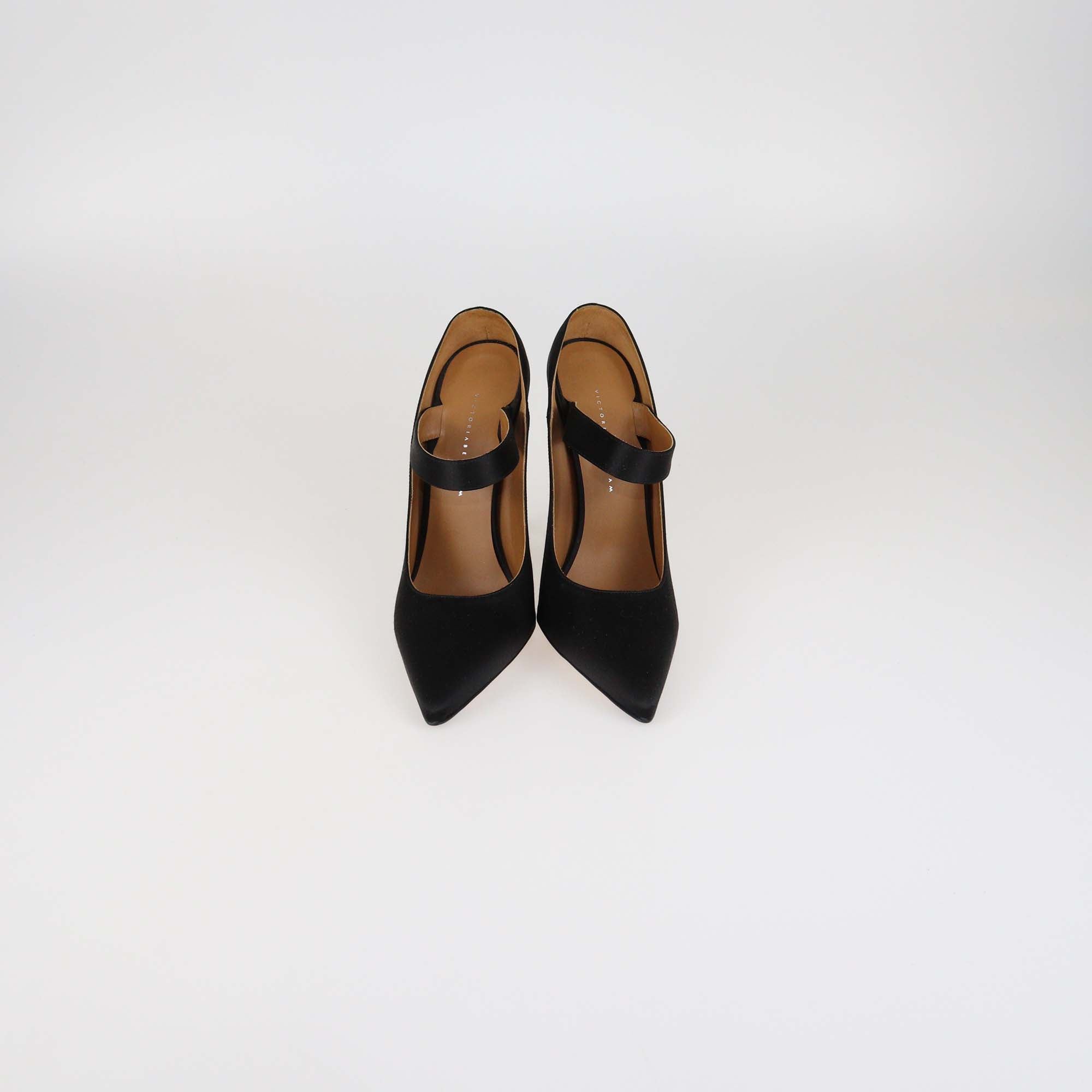 Victoria Beckham Black Satin Solar Mary Jane Pumps