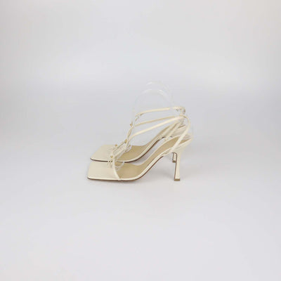 Bottega Veneta Off White Leather T-Strap Sandals