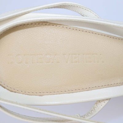 Bottega Veneta Off White Leather T-Strap Sandals