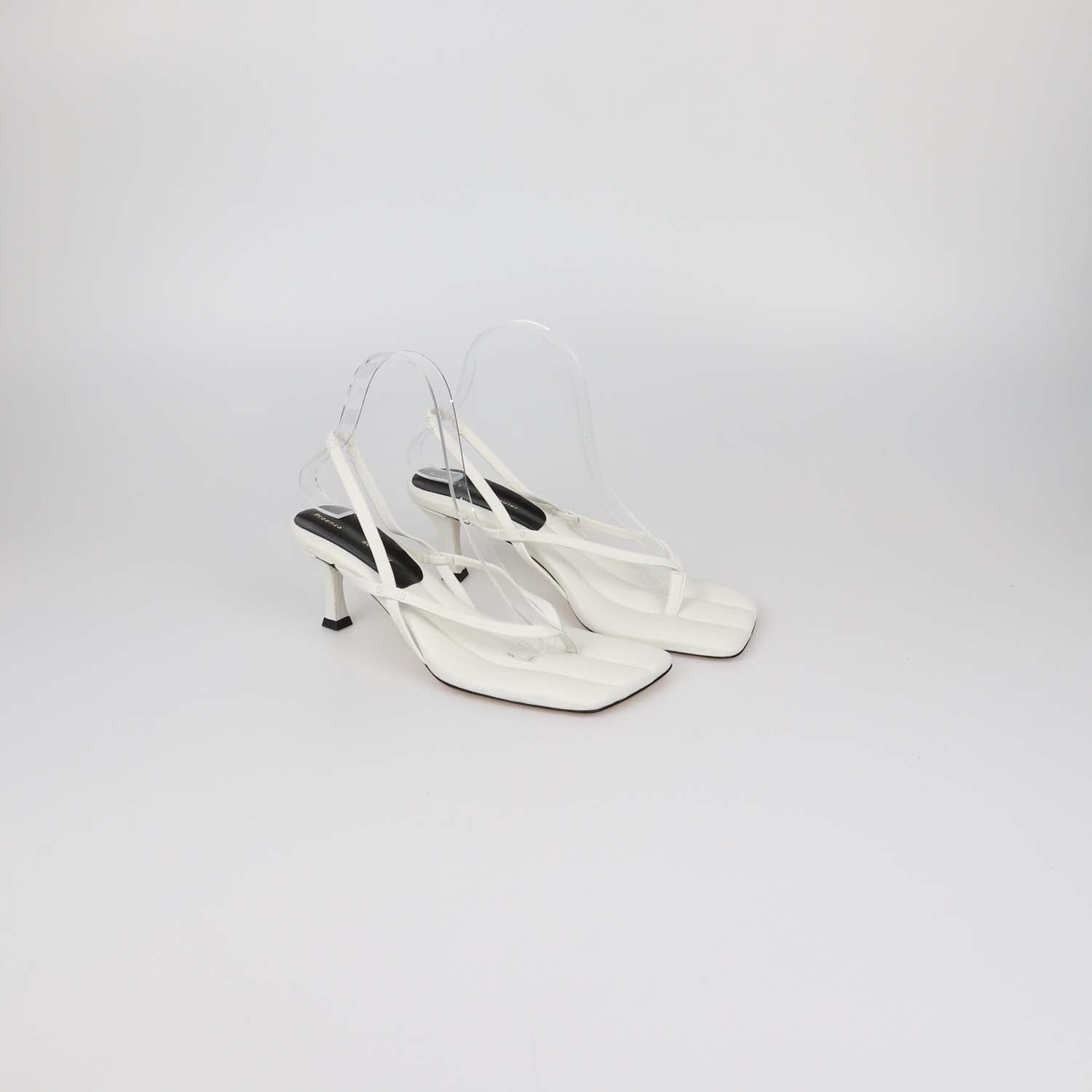 Proenza Schouler White Leather Square Thong Slide Sandals