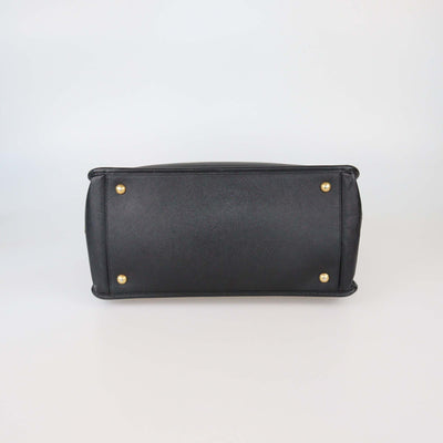 Prada Black Saffiano Leather Double Zip Tote