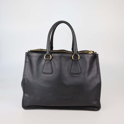 Prada Black Saffiano Leather Double Zip Tote