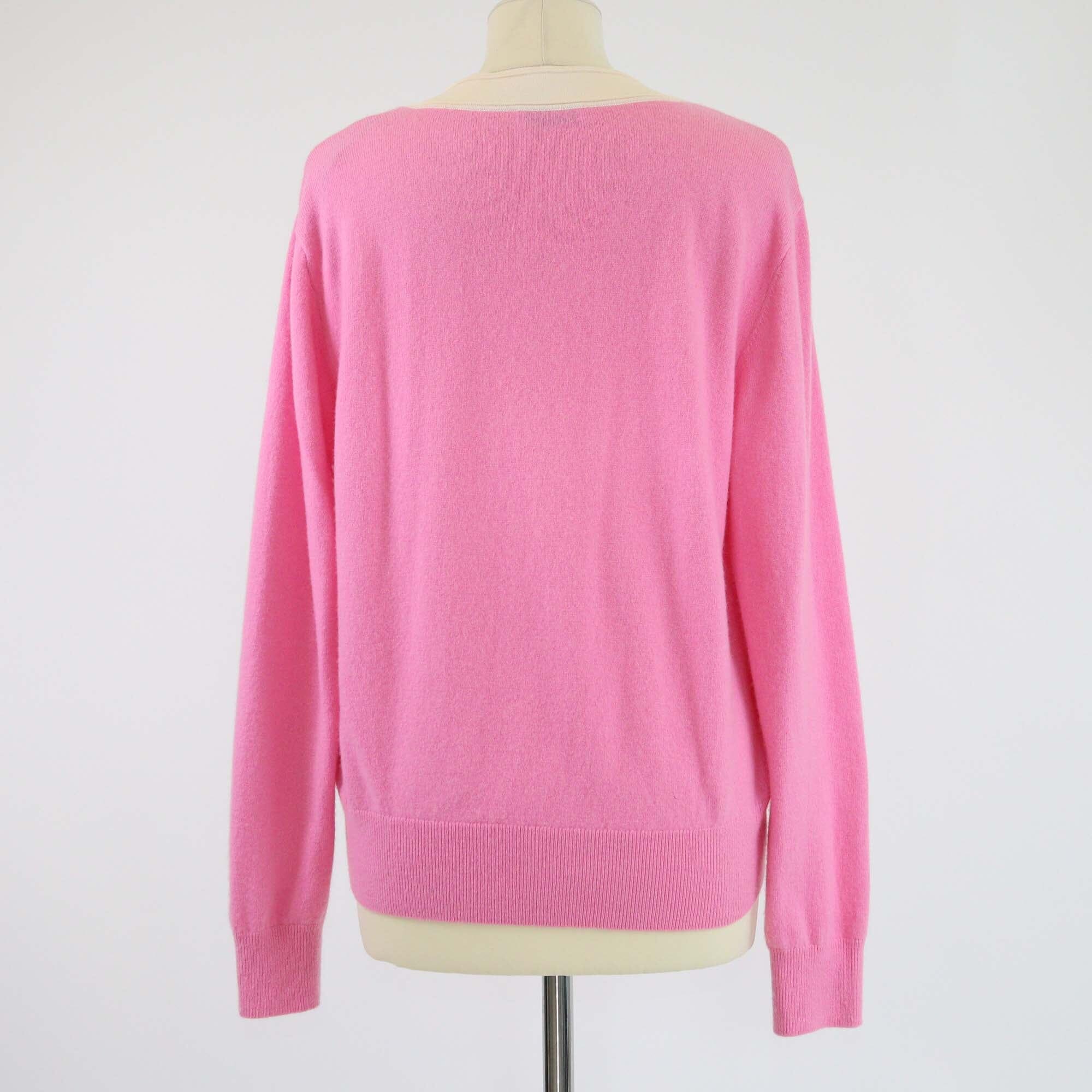 Sandro Pink/Cream V Neck Knitted Sweater Womens Sandro 