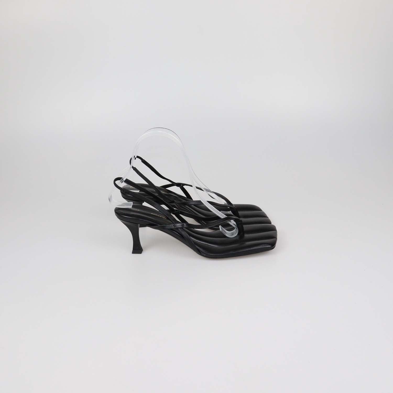 Proenza Schouler Black Leather Square Thong Slide Sandals