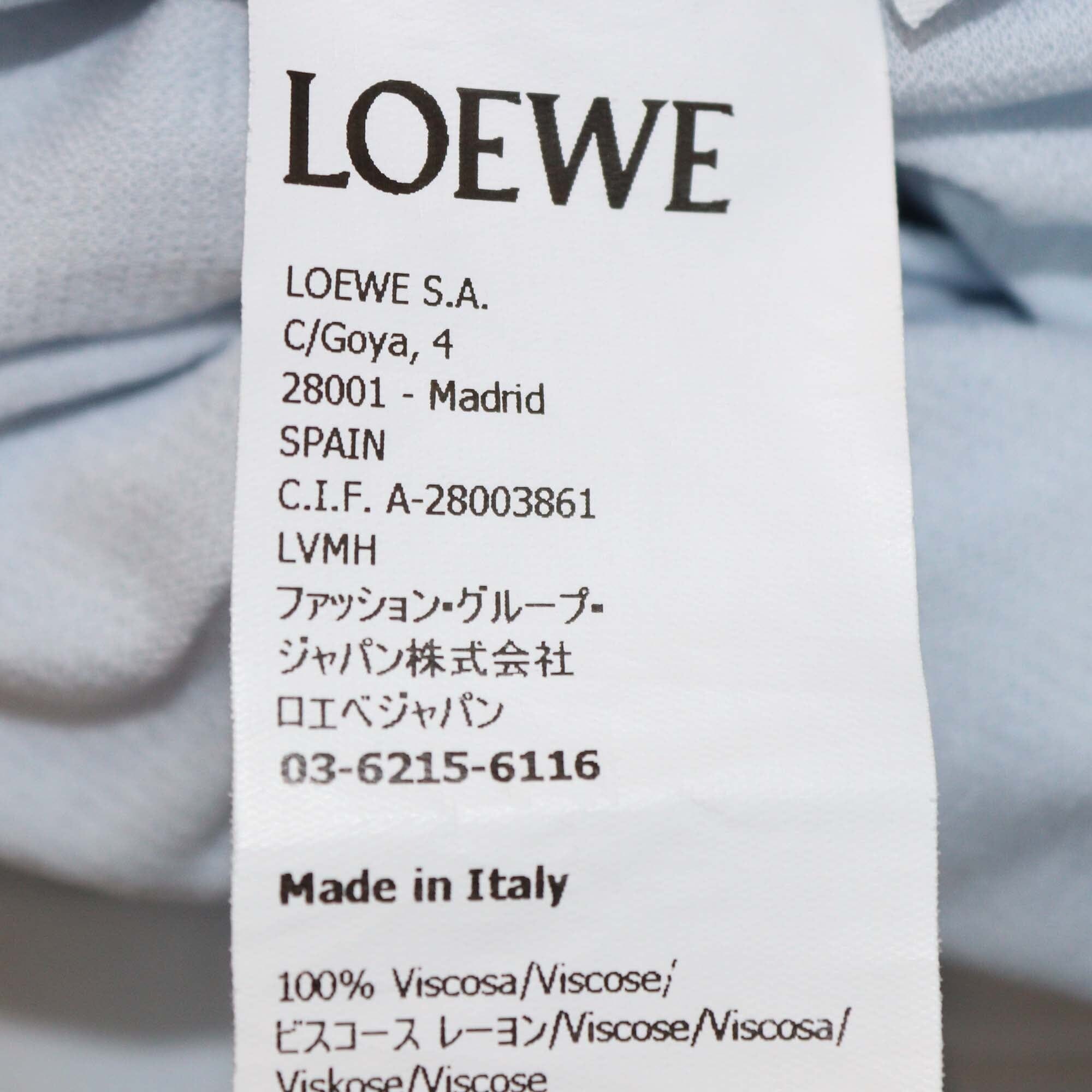Loewe Light Blue Chain Neck Embellished Crepe Asymmetric Draped Top & Ballon Draped Trouser Womens Loewe 