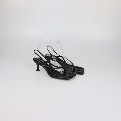 Proenza Schouler Black Leather Square Thong Slide Sandals