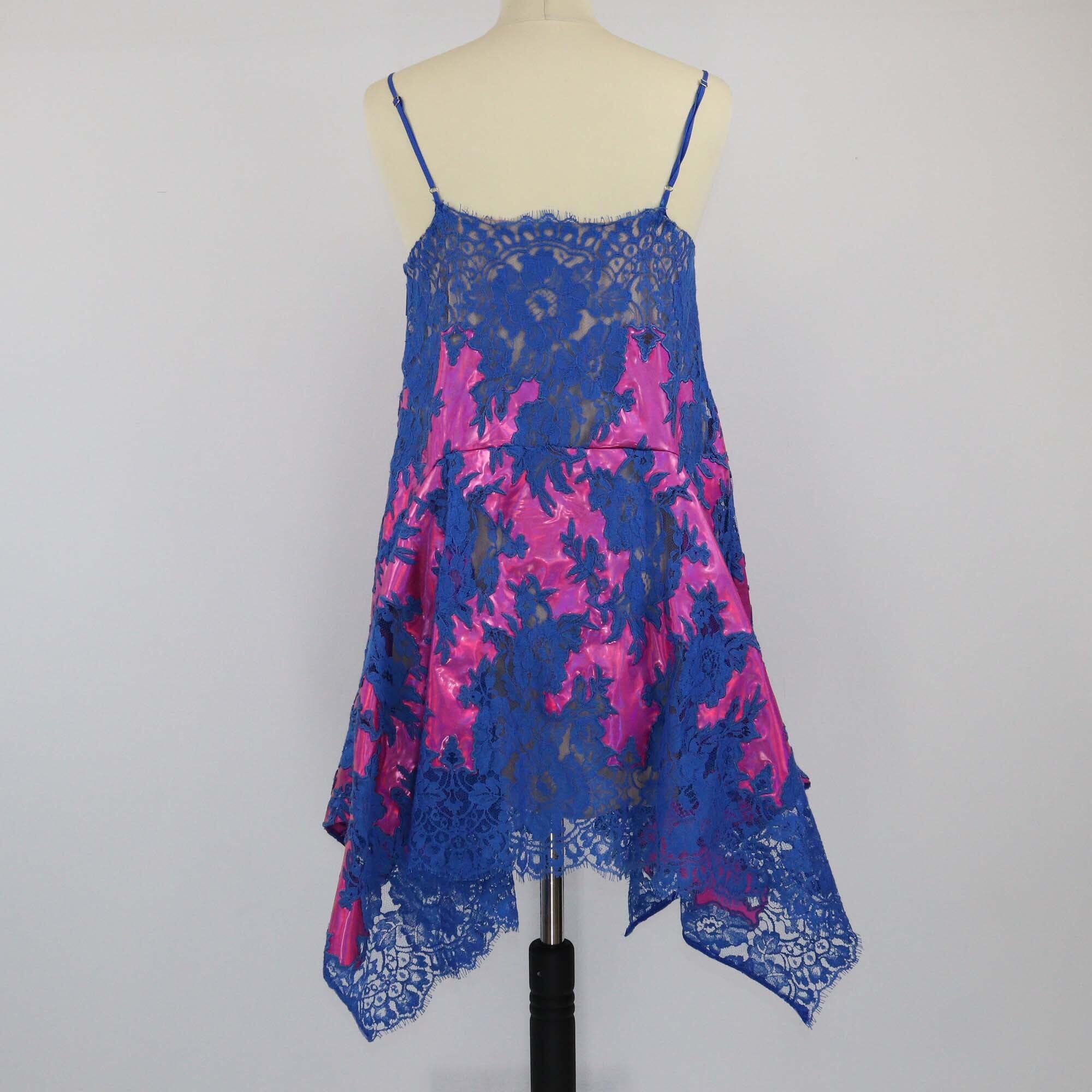 Christopher Kane Metallic Pink/Blue Lace Mini Dress Womens Christopher Kane 