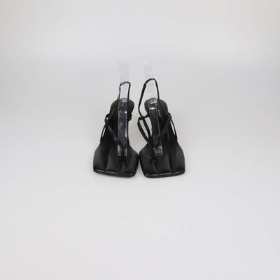 Proenza Schouler Black Leather Square Thong Slide Sandals