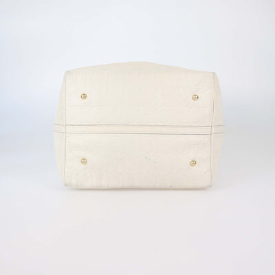 CH Carolina Herrera White Leather Monogram Matryoshka Shopper Tote Bag