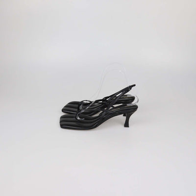 Proenza Schouler Black Leather Square Thong Slide Sandals