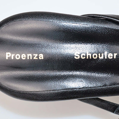 Proenza Schouler Black Leather Square Thong Slide Sandals