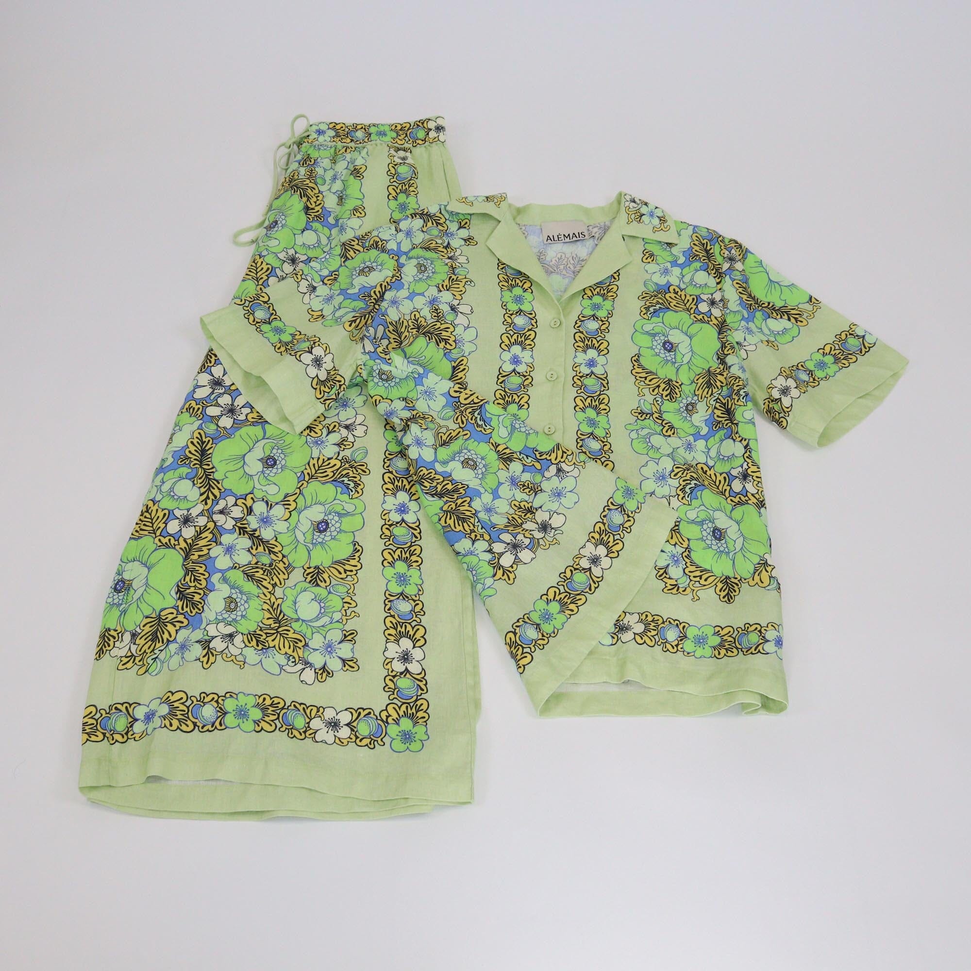 Alemais Green Printed Velma Oversized Short Sleeve Shirt & Pants Set Womens Alemais 