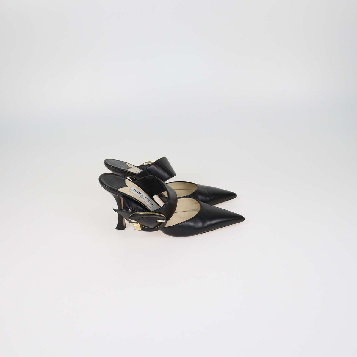 Jimmy Choo Black Leather Magie Mules