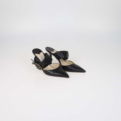 Jimmy Choo Black Leather Magie Mules