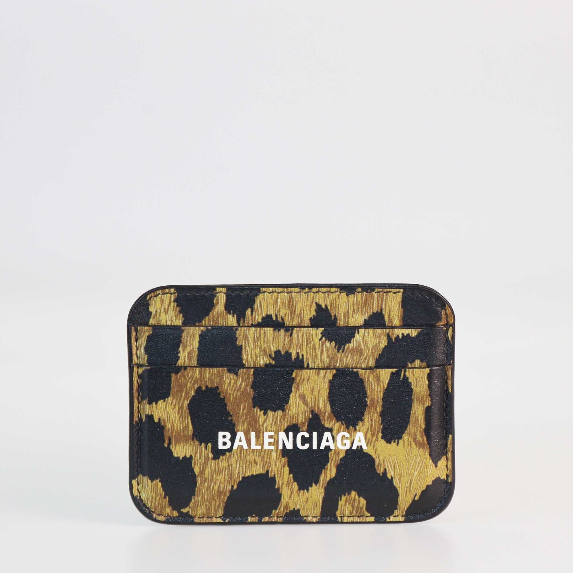 Balenciaga Black/Brown Leopard Print Card Holder Accessories Balenciaga 