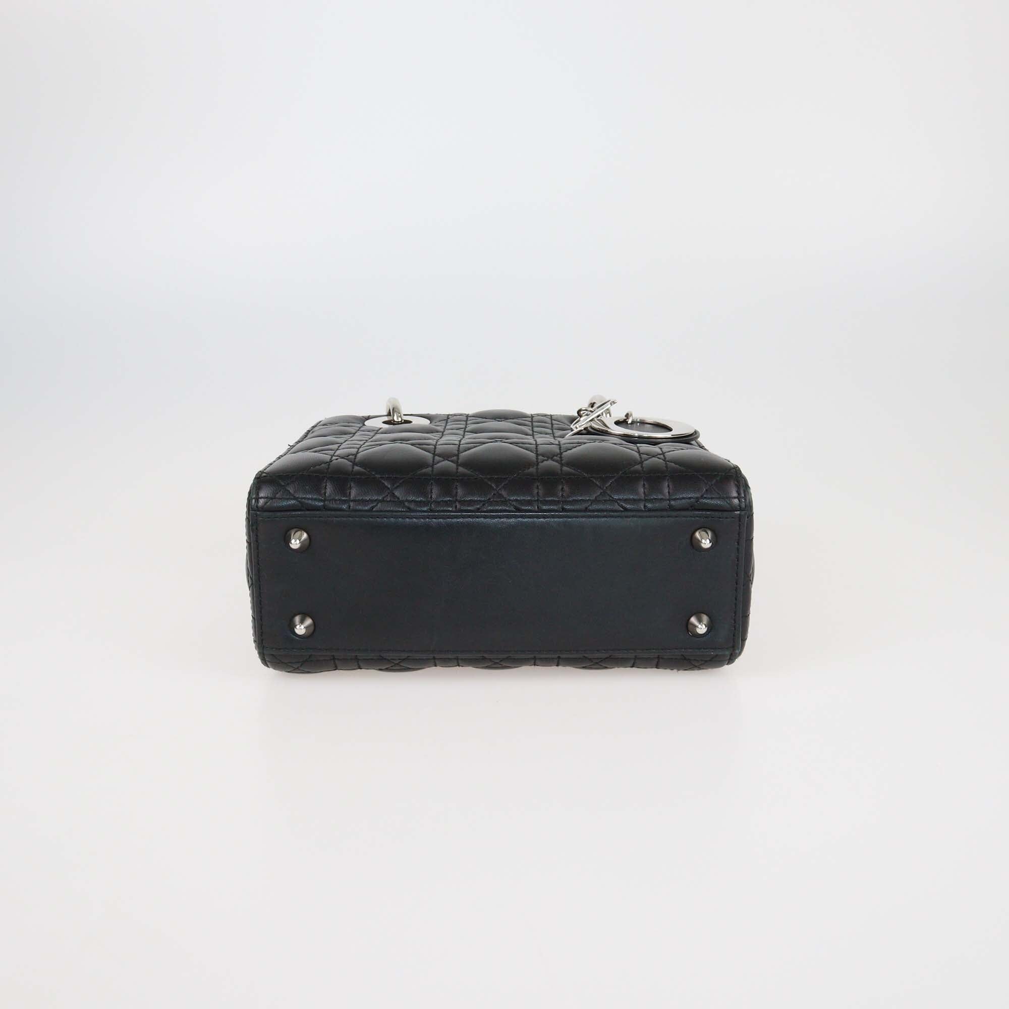 Christian Dior Black Cannage Leather Small Lady Dior Tote Womens Christian Dior 