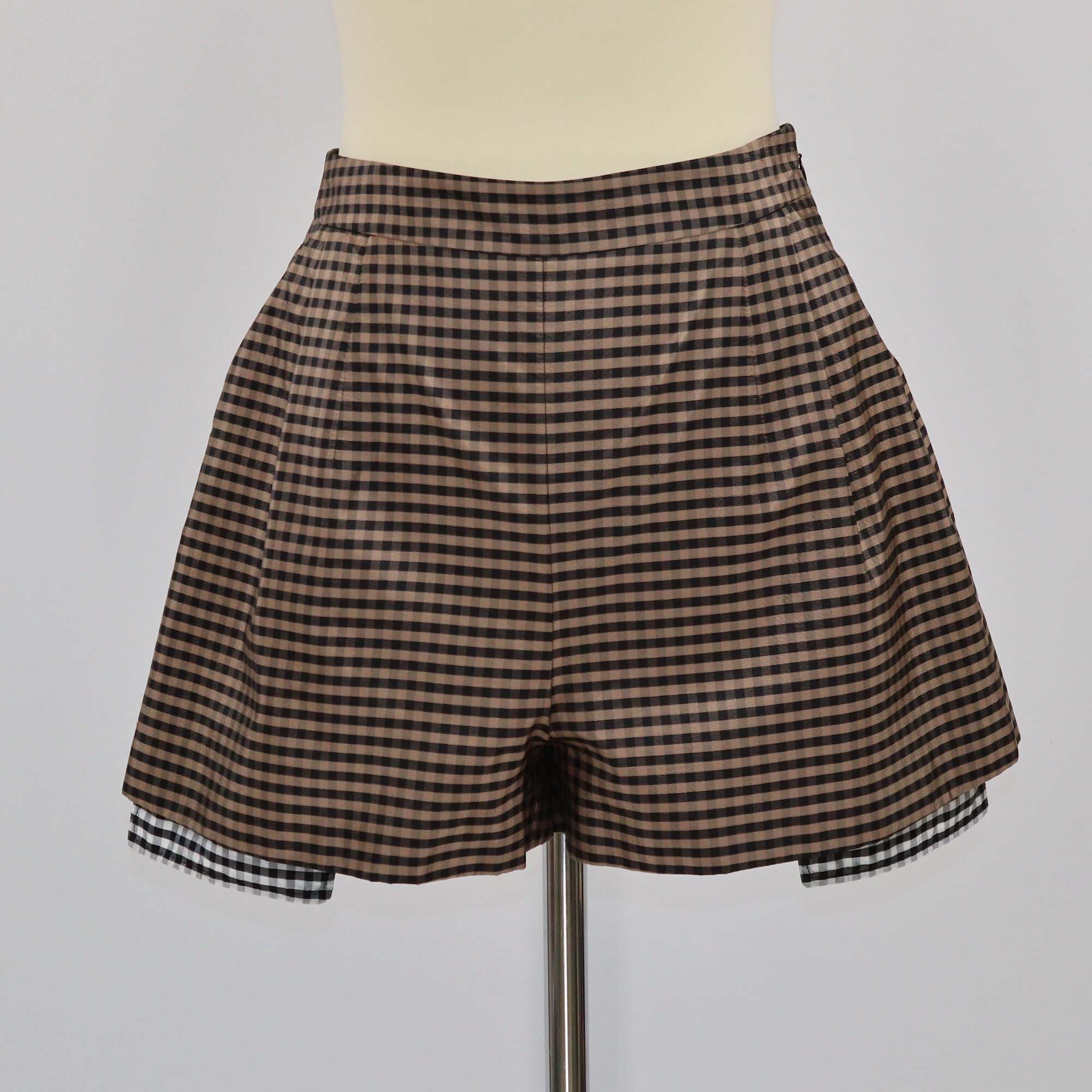 Christian Dior Brown/Black Checkered Mini Shorts Womens Christian Dior 