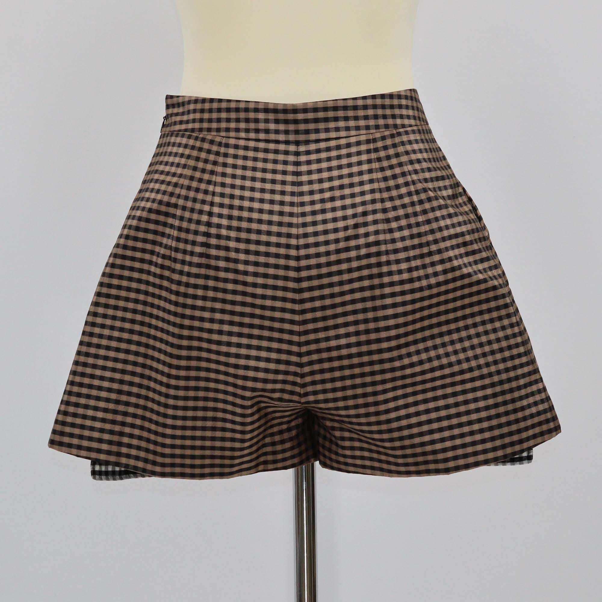 Christian Dior Brown/Black Checkered Mini Shorts Womens Christian Dior 