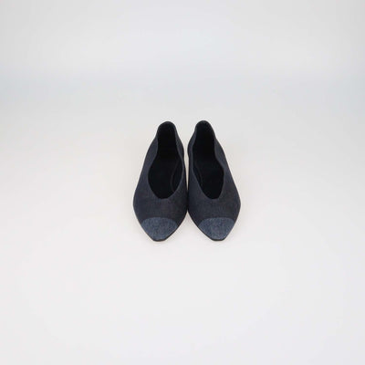 Loro Piana Two Tone Blue Denim Rebecca Cap Toe Ballet Flats