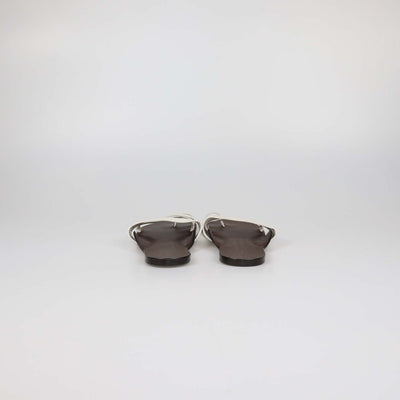 The Row White/Brown Leather Kris Flat Sandals
