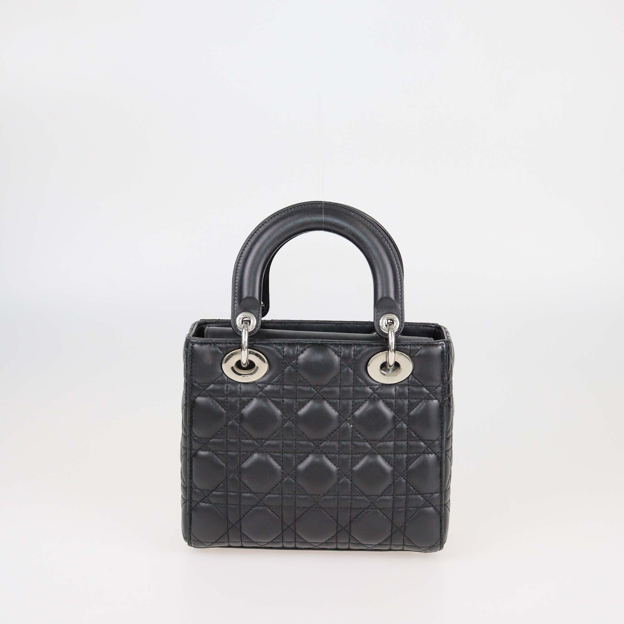 Christian Dior Black Cannage Leather Small Lady Dior Tote Womens Christian Dior 