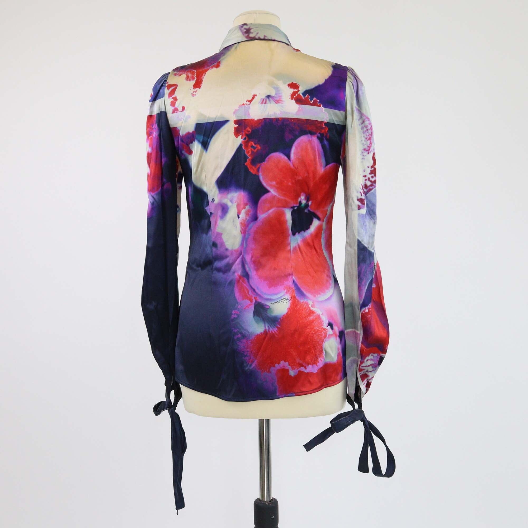 Roberto Cavalli Multicolor Floral Abstract Print Long Sleeve Shirt Womens Roberto Cavalli 