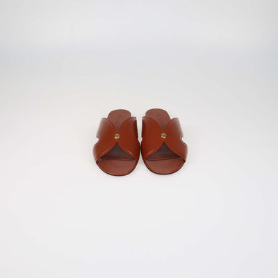 Loro Piana Oxblood Glazed Leather Vera Flat Sandals