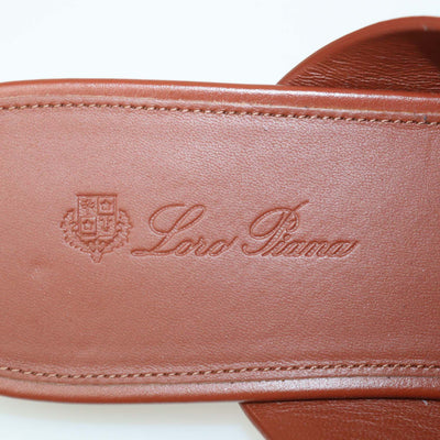 Loro Piana Oxblood Glazed Leather Vera Flat Sandals