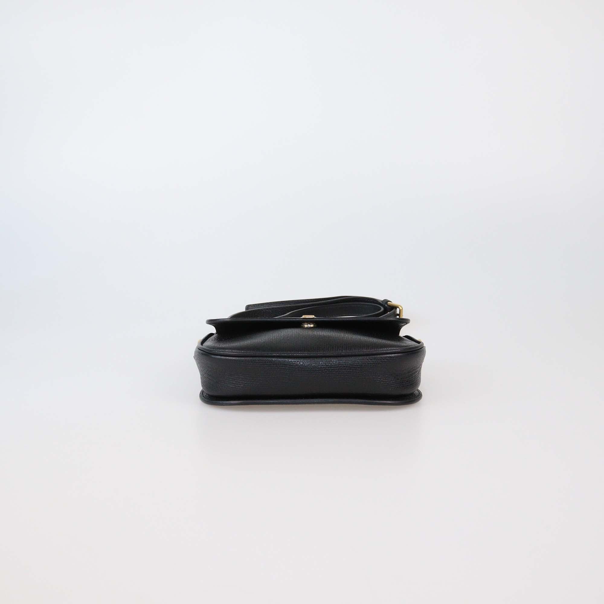 Yves Saint Laurent Black Leather Chyc Flap Crossbody Bag