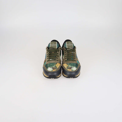 Valentino Multicolor Painted Leather and Suede Rockrunner Sneakers