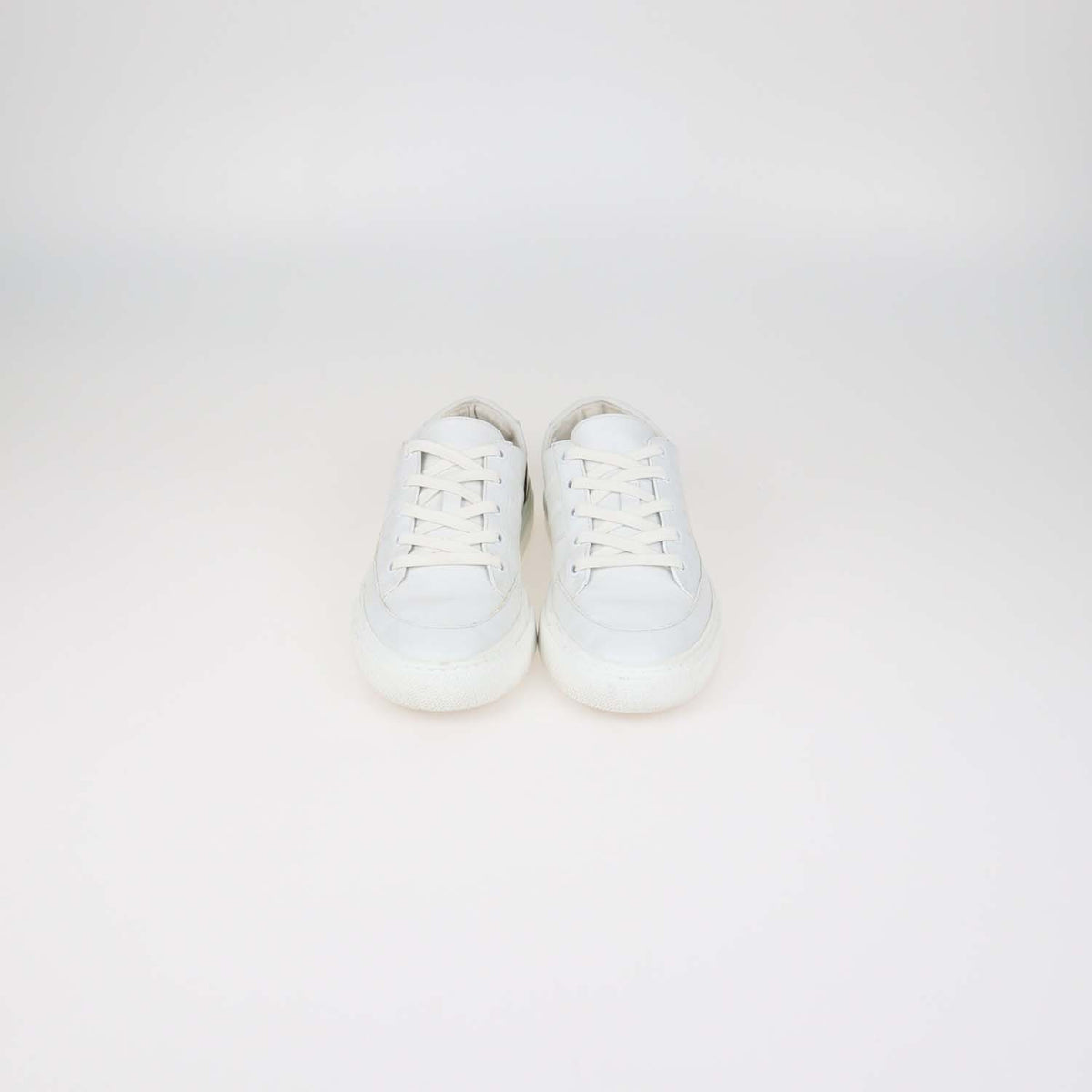 Hermes White Leather Deep Low Top Sneakers