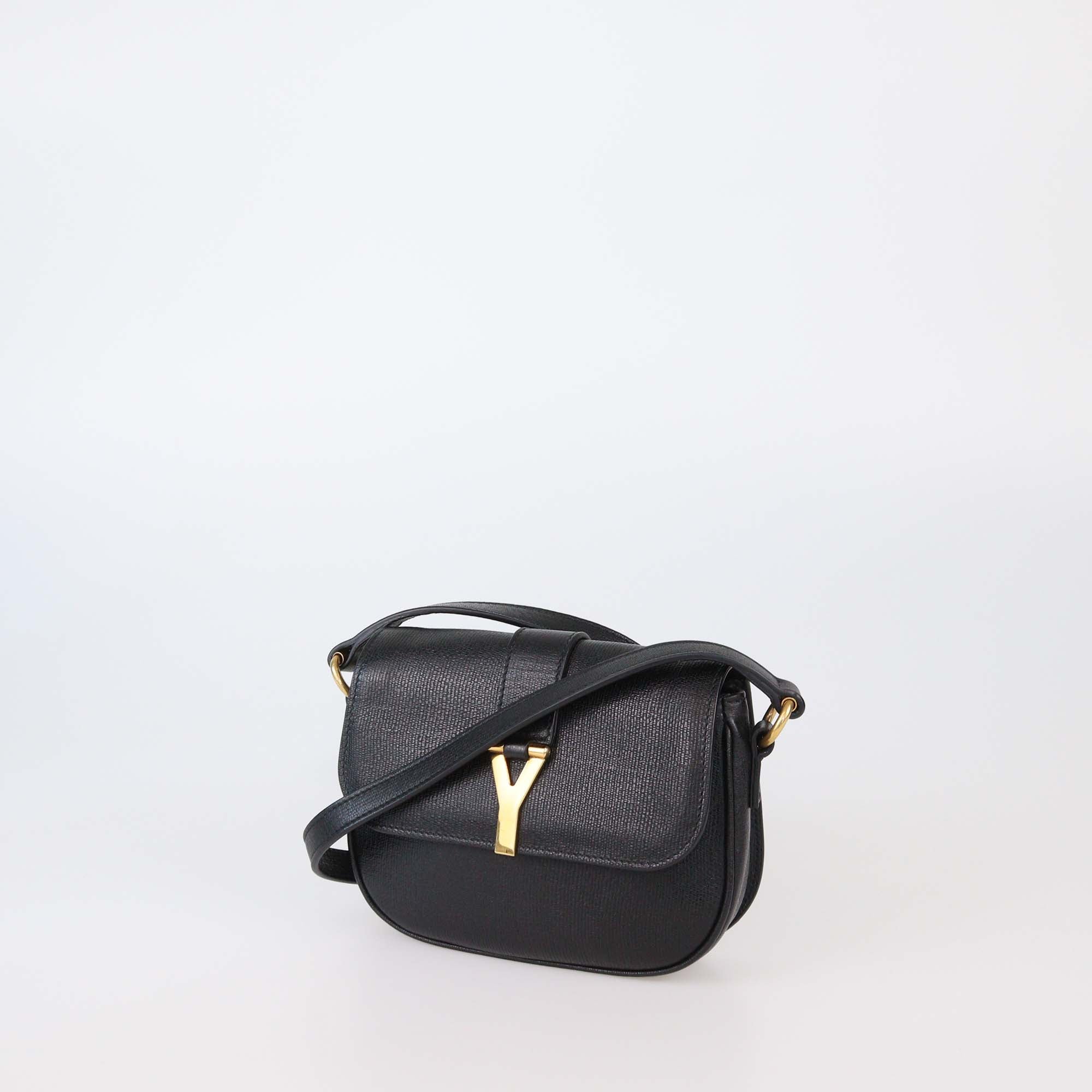 Yves Saint Laurent Black Leather Chyc Flap Crossbody Bag