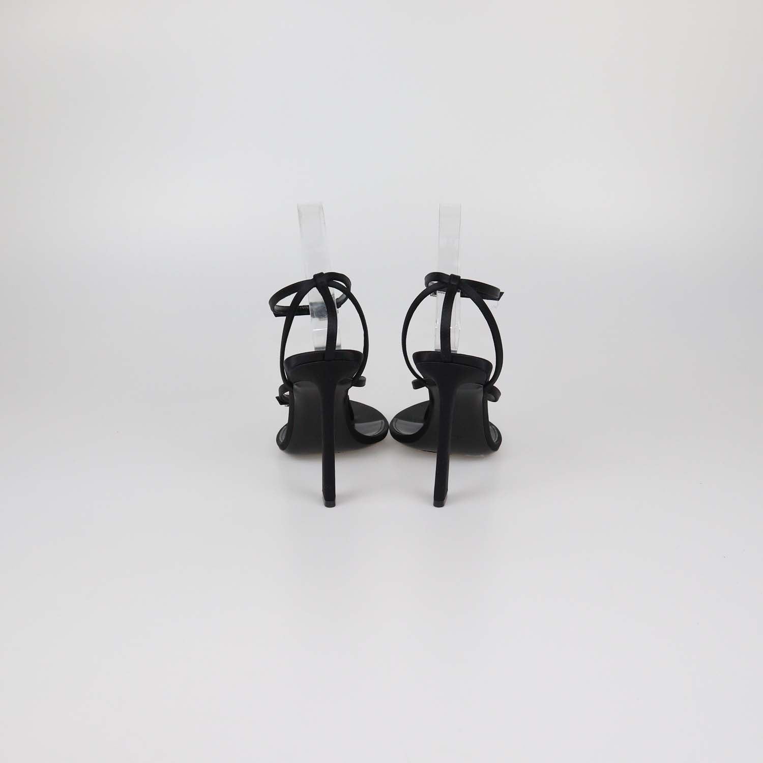 Saint Laurent Black Satin Nadja Ankle Strap Sandals