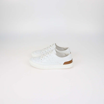 Hermes White Leather Deep Low Top Sneakers