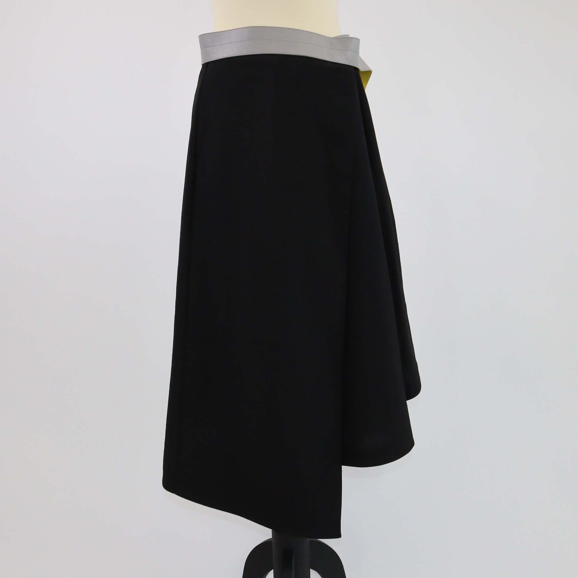 Loewe Black Leather Trimmed Waits Detachable Midi Skirt Womens Loewe 