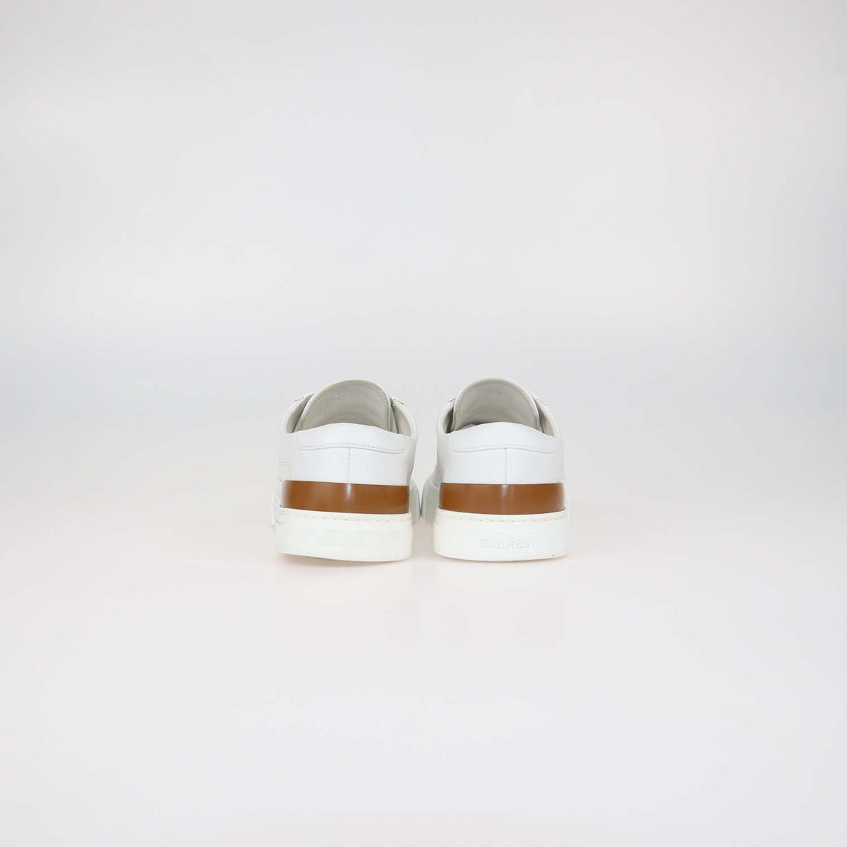 Hermes White Leather Deep Low Top Sneakers
