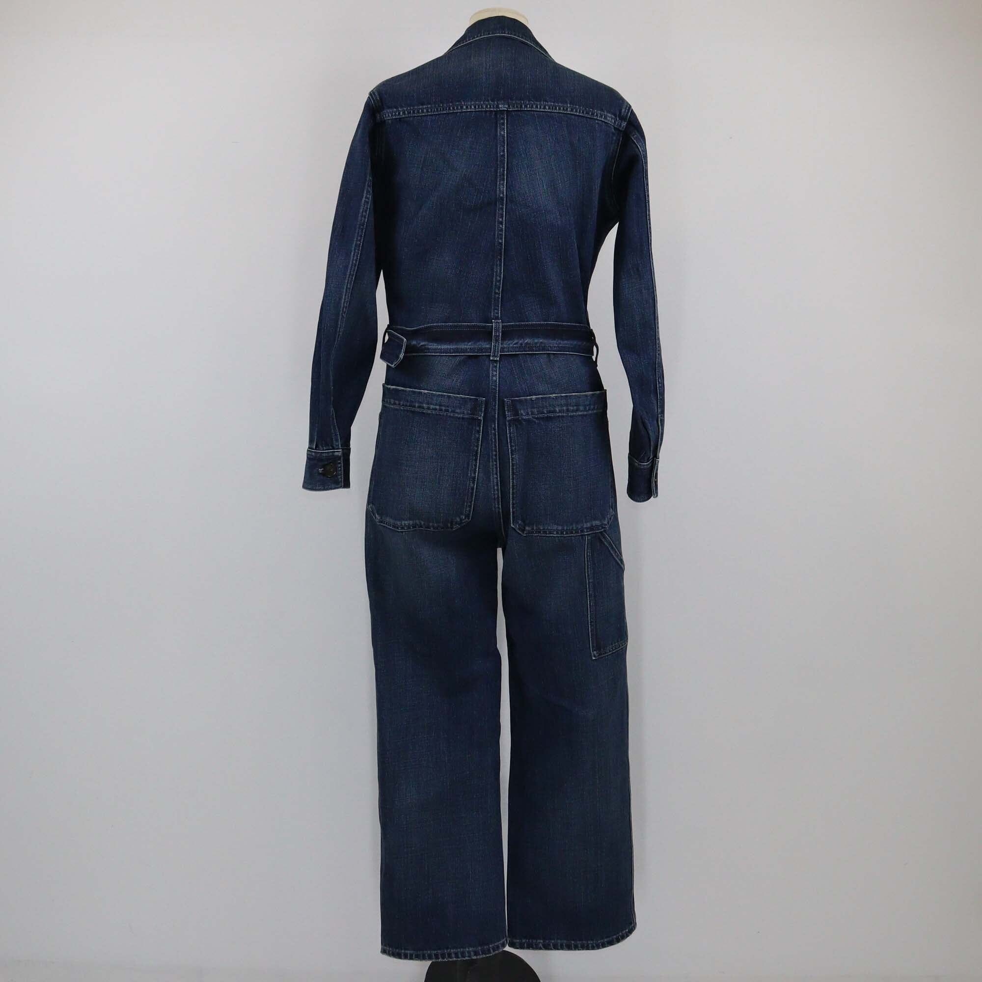 Christian Dior Navy Blue Belted Denim Jumpsuit Womens Christian Dior 