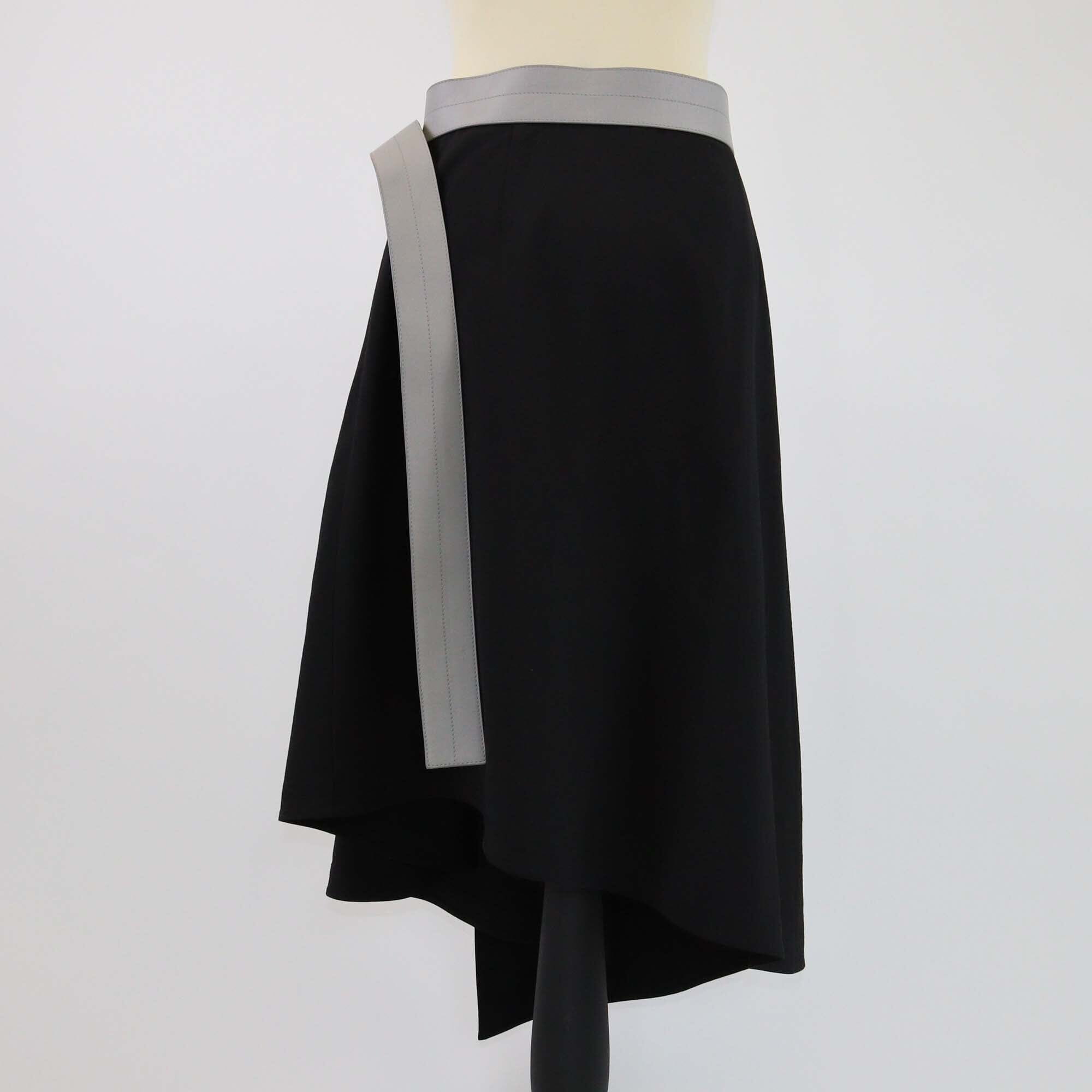 Loewe Black Leather Trimmed Waits Detachable Midi Skirt Womens Loewe 