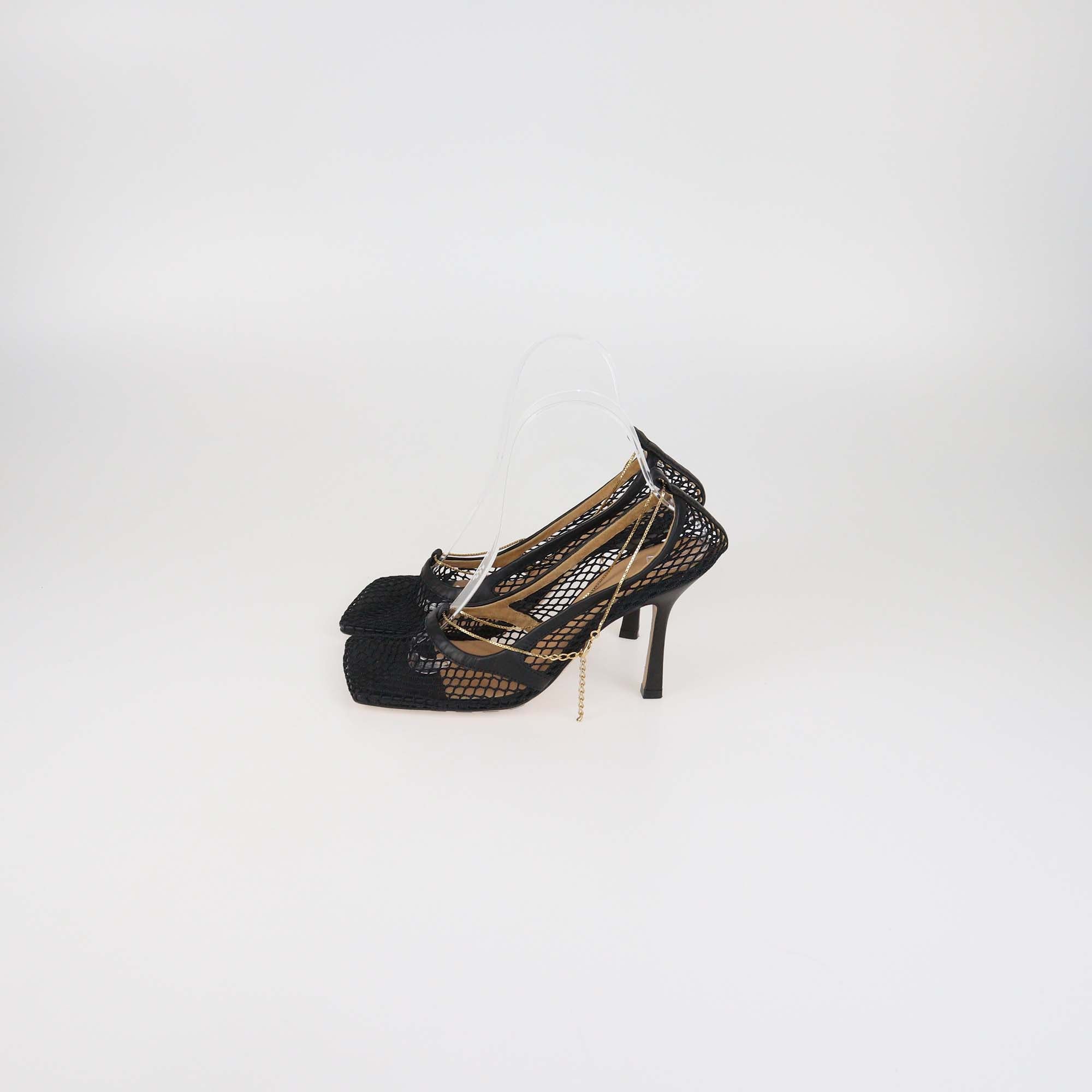 Bottega Veneta Black Mesh Nylon Stretch Pumps