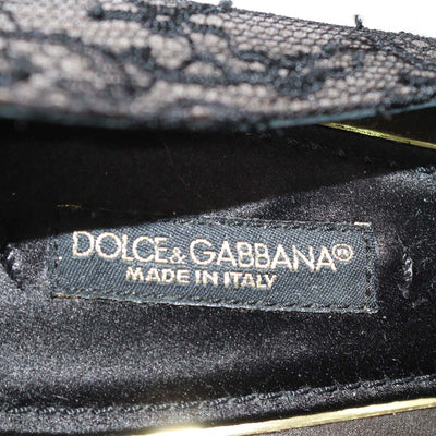 Dolce & Gabbana Black Floral Lace Peep Toe Pumps