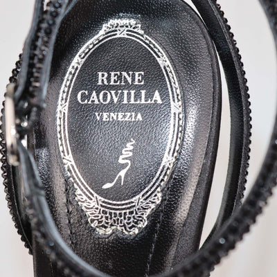 Rene Caovilla Black Strass Ellabrita Slingback Sandals