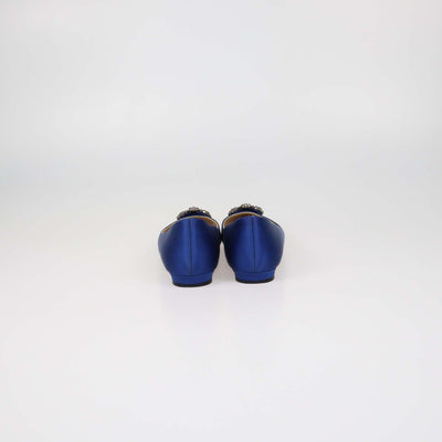 Manolo Blahnik Blue Satin Hangisi Flats
