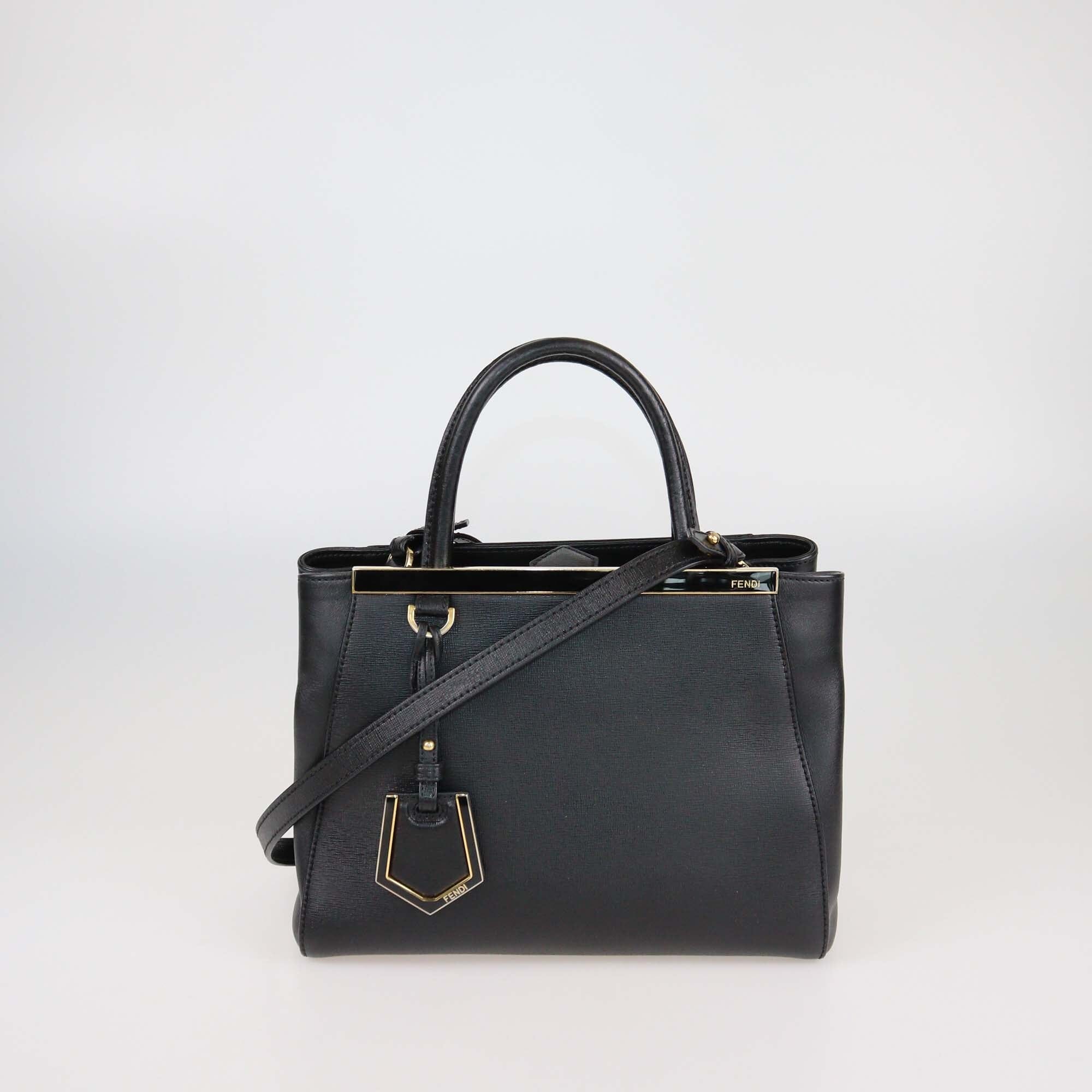 Fendi Black Leather Petite 2Jours Tote Womens Fendi 