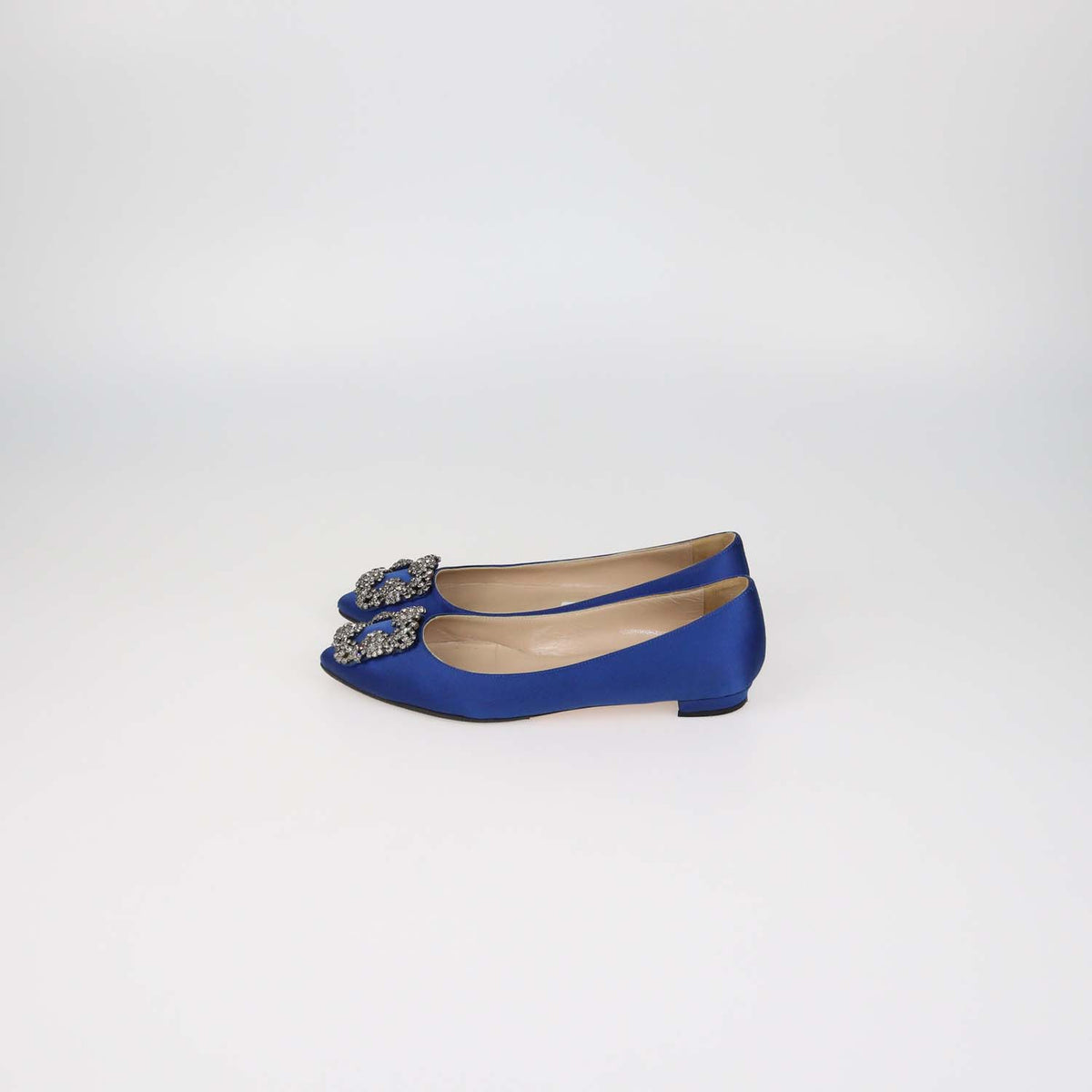 Manolo Blahnik Blue Satin Hangisi Flats
