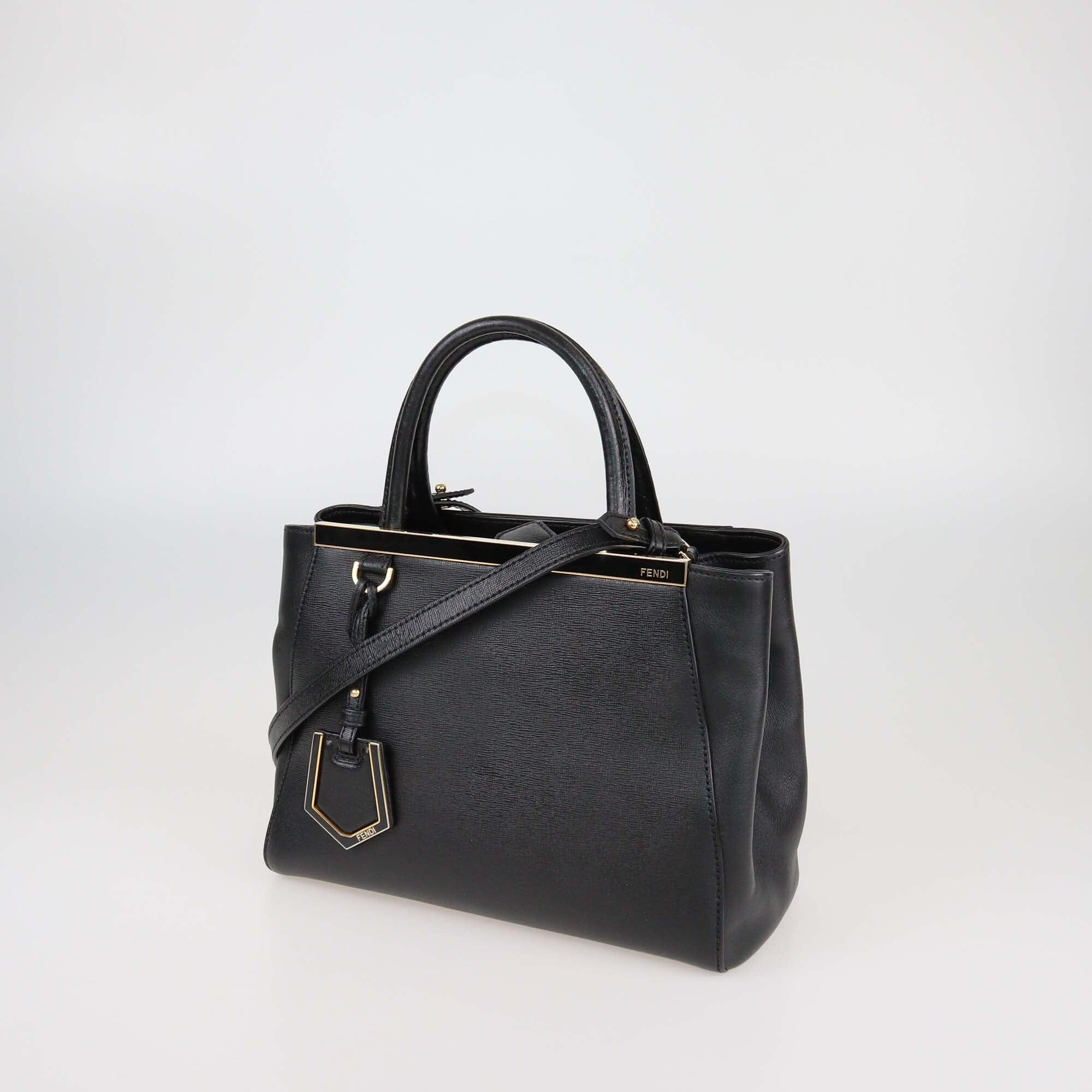 Fendi Black Leather Petite 2Jours Tote Womens Fendi 