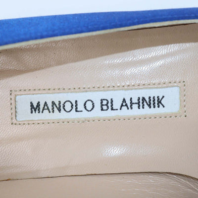 Manolo Blahnik Blue Satin Hangisi Flats