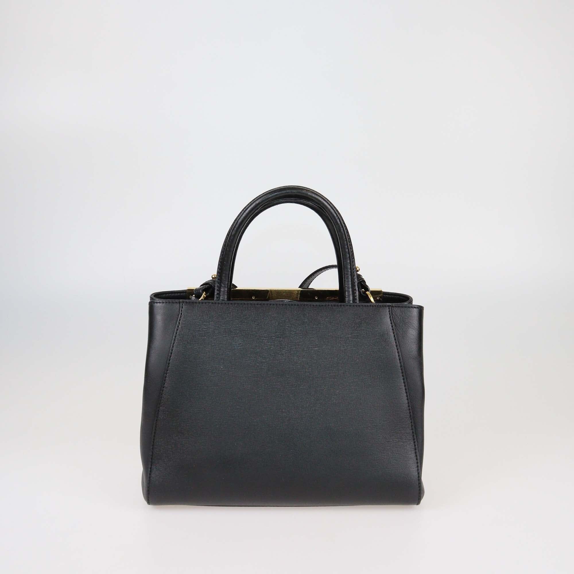 Fendi Black Leather Petite 2Jours Tote Womens Fendi 